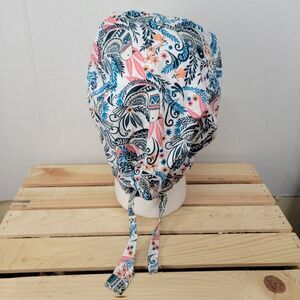 Scrub Hat Paisley Dove w/ Tie